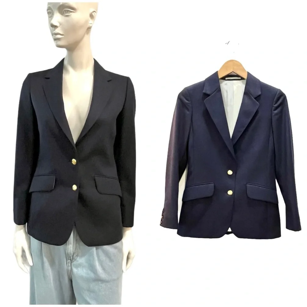 Vintage Aquascutum London Navy Blue Wool Blazer - Picture 2 of 15